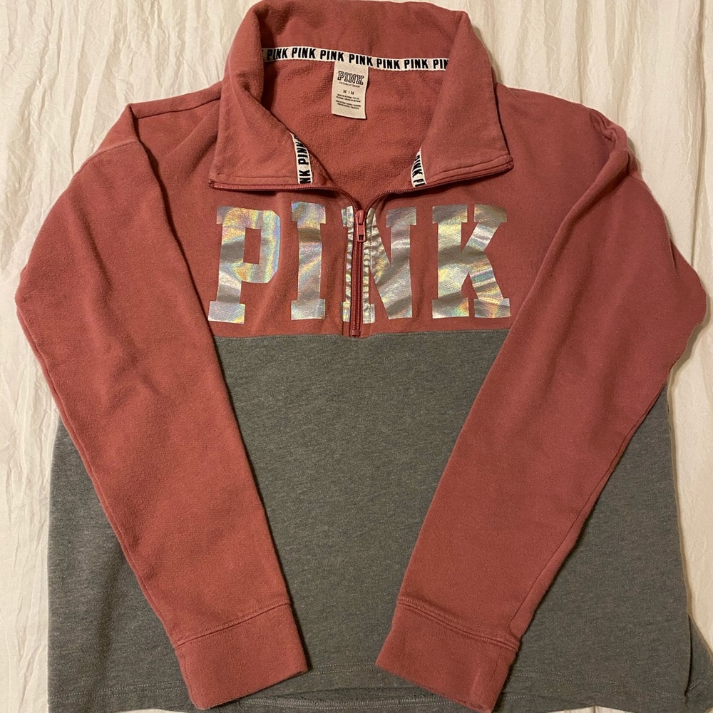 Quarter Zip Pink Sweatshirt